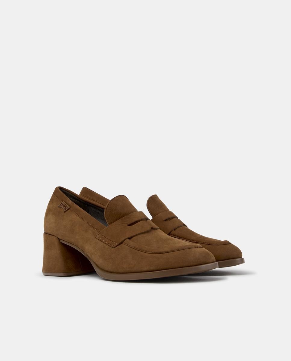 Mocasines de mujer kora de piel con tacón bloque - Camper - Marrón Marrón-3