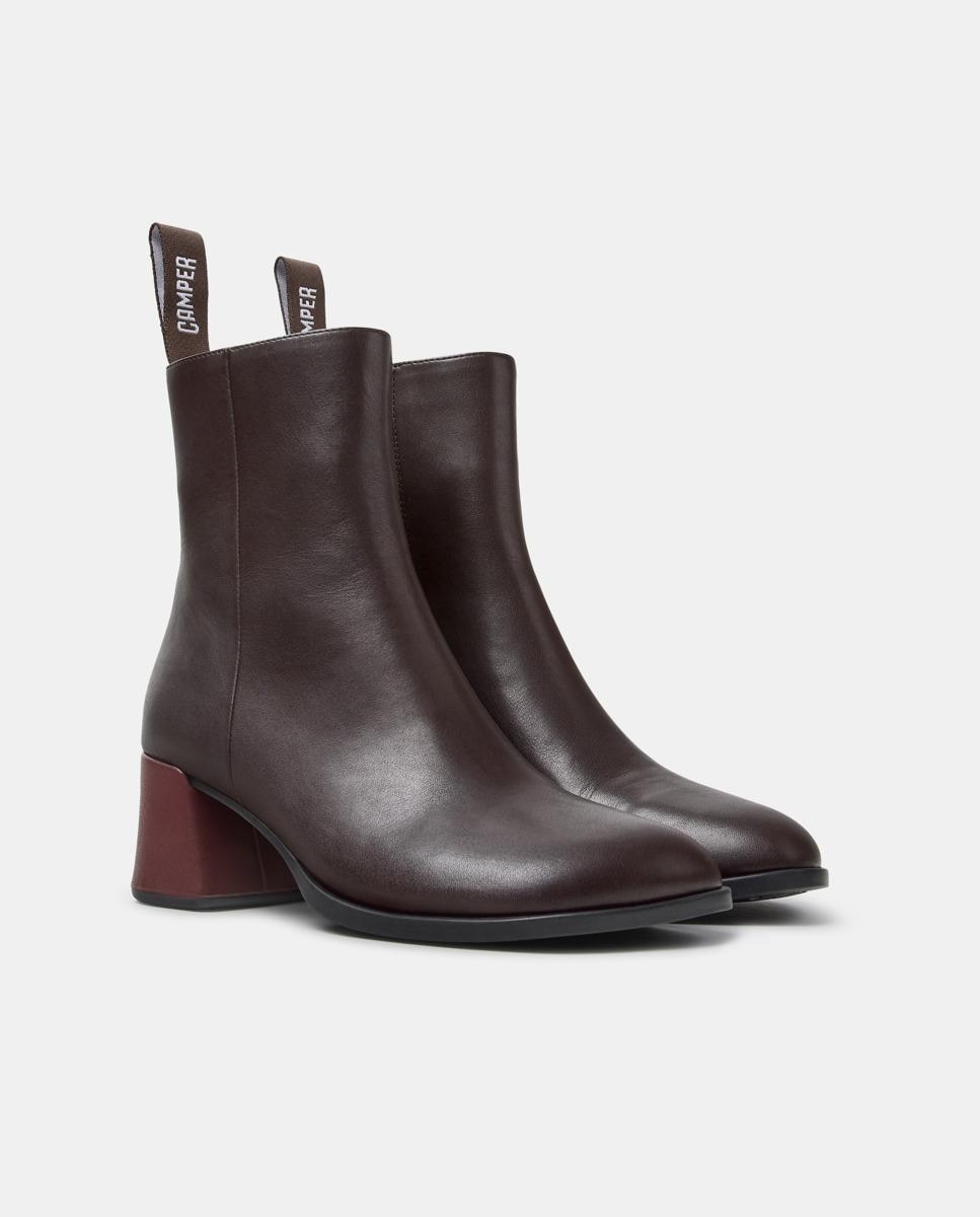 Botines de mujer de piel kora - Camper - Marrón oscuro Marrón oscuro-3