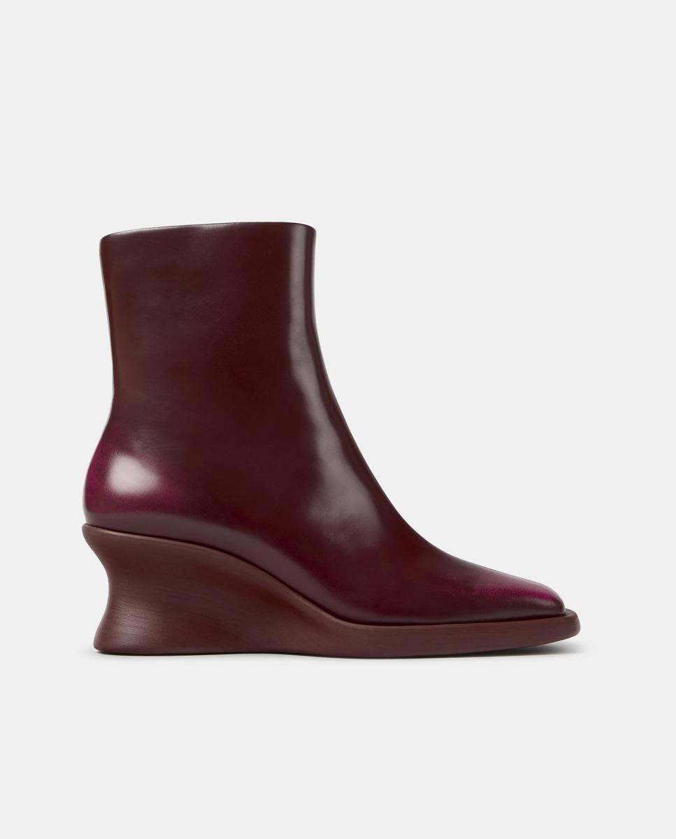 Botines de mujer louise de piel con cuña - Camper - Burdeos Burdeos-1