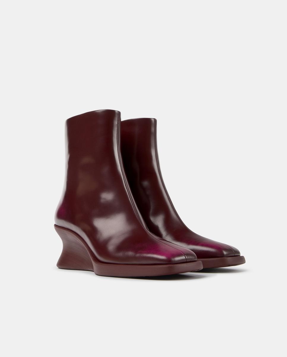 Botines de mujer louise de piel con cuña - Camper - Burdeos Burdeos-3