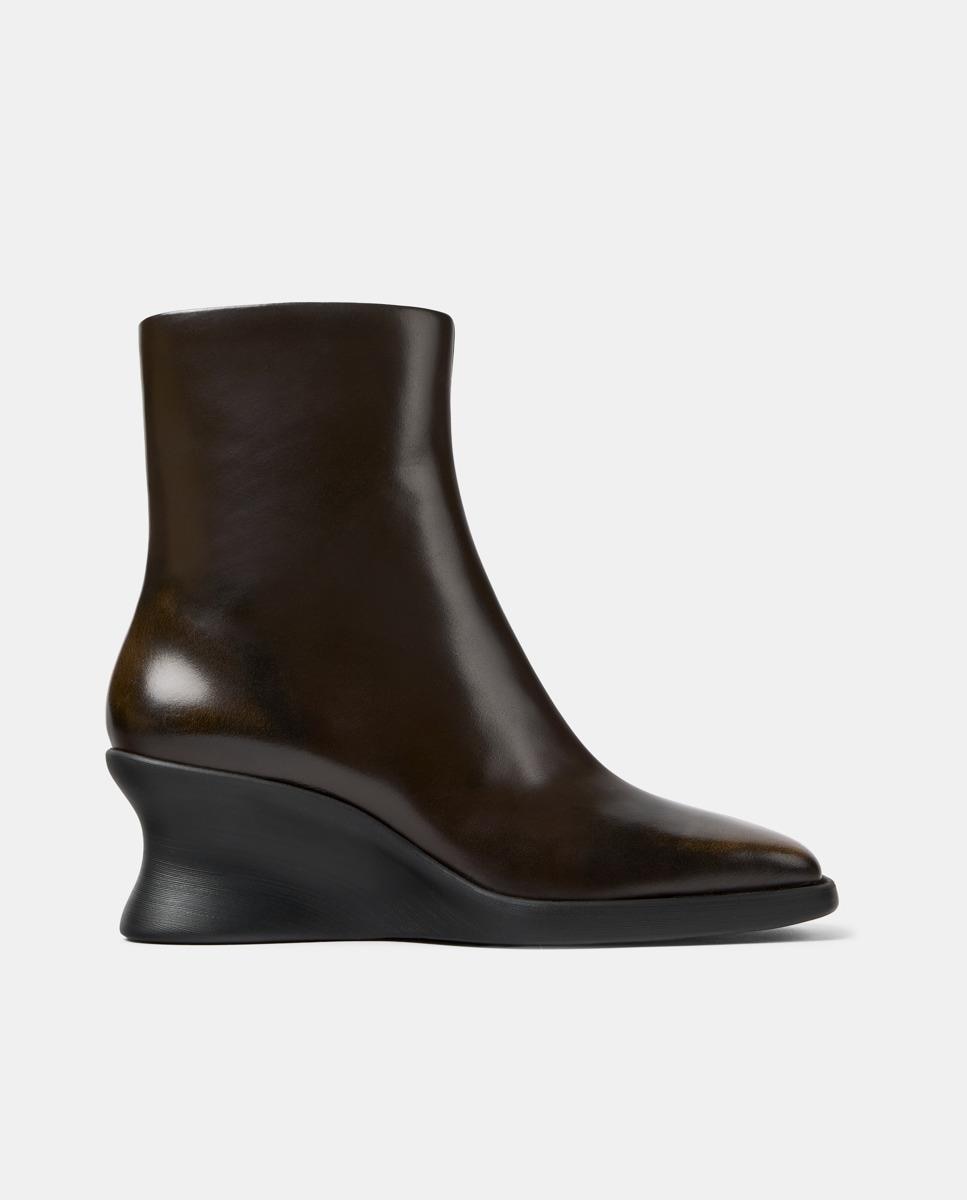 Botines de mujer louise de piel con cuña - Camper - Marrón Marrón-1