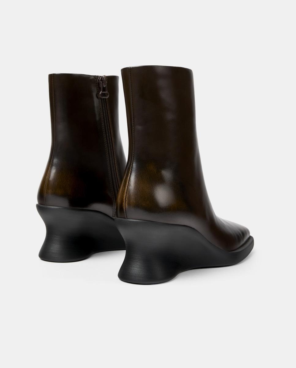 Botines de mujer louise de piel con cuña - Camper - Marrón Marrón-4