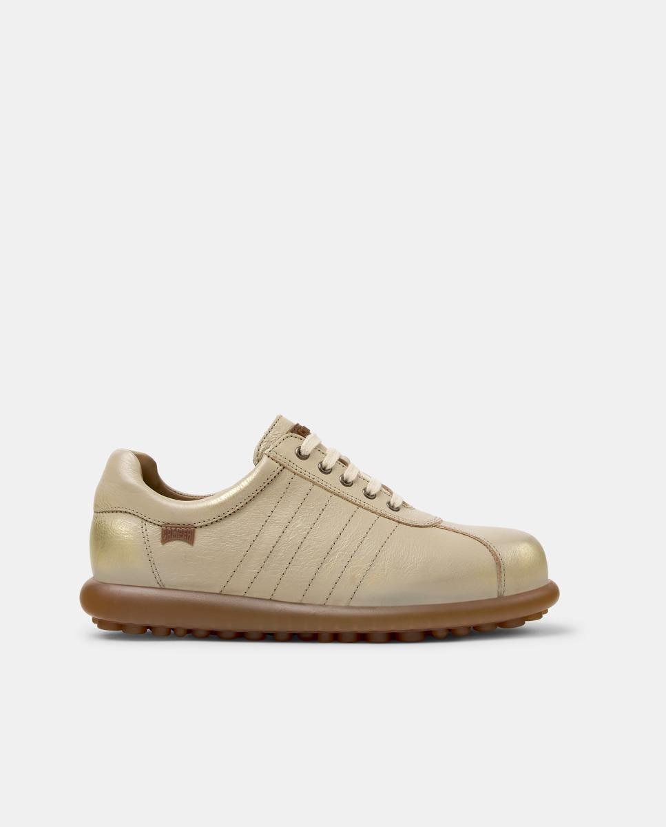 Zapatillas de piel de mujer pelotas ariel con cordones - Camper - Beige Beige-1