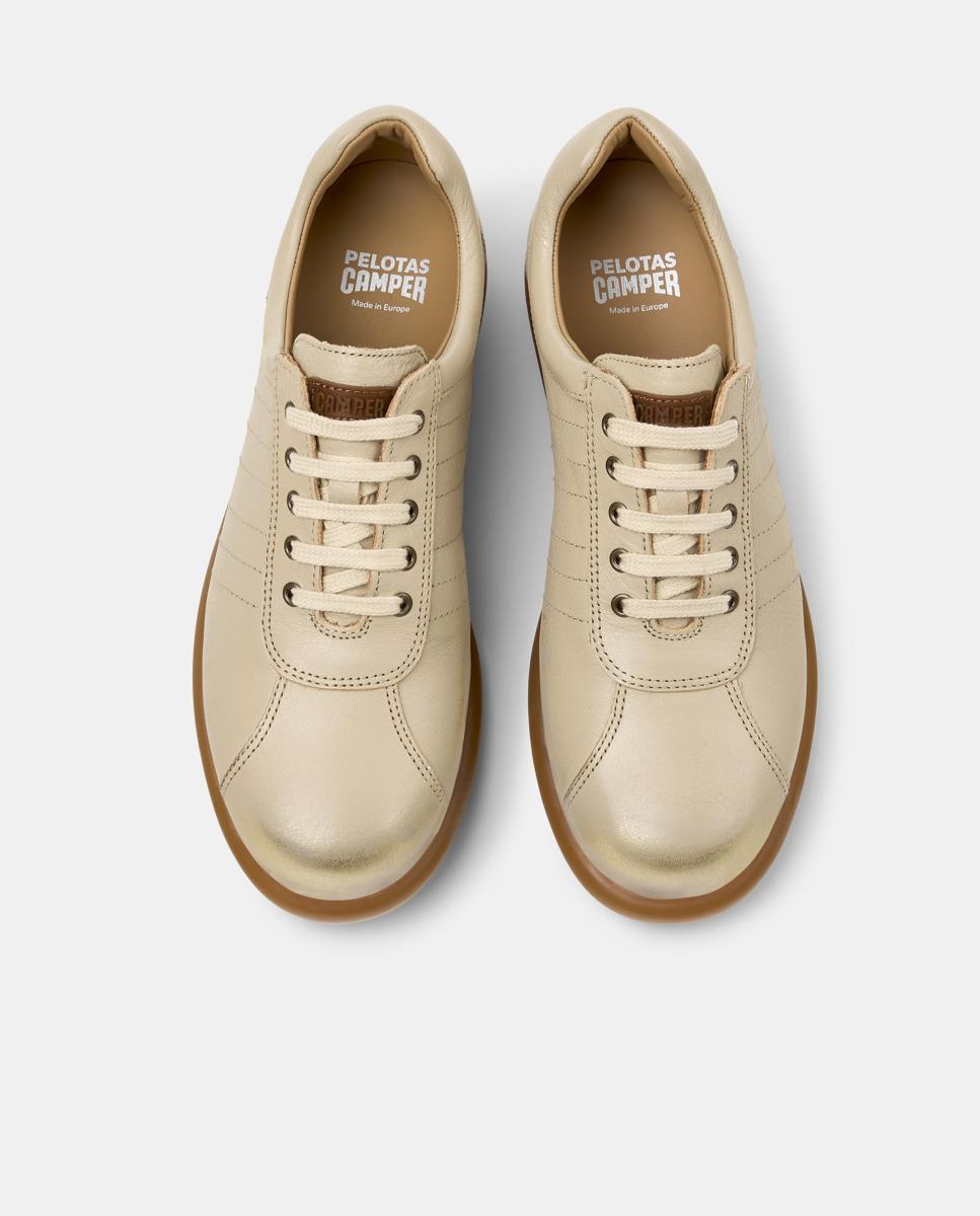 Zapatillas de piel de mujer pelotas ariel con cordones - Camper - Beige Beige-3