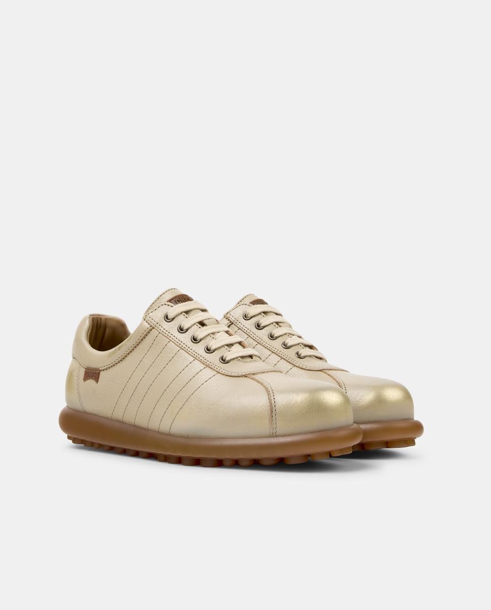 Zapatillas de piel de mujer pelotas ariel con cordones - Camper - Beige Beige-5