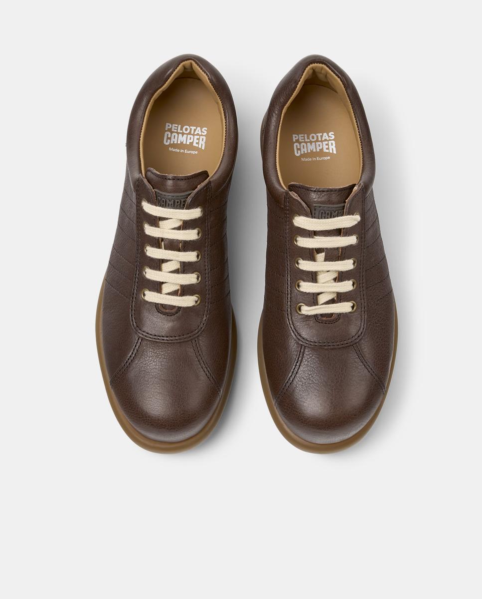 Zapatillas de piel de mujer pelotas ariel con cordones - Camper - Marrón Marrón-3