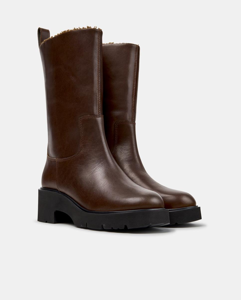 Botas altas de mujer de piel milah - Camper - Marrón Marrón-3