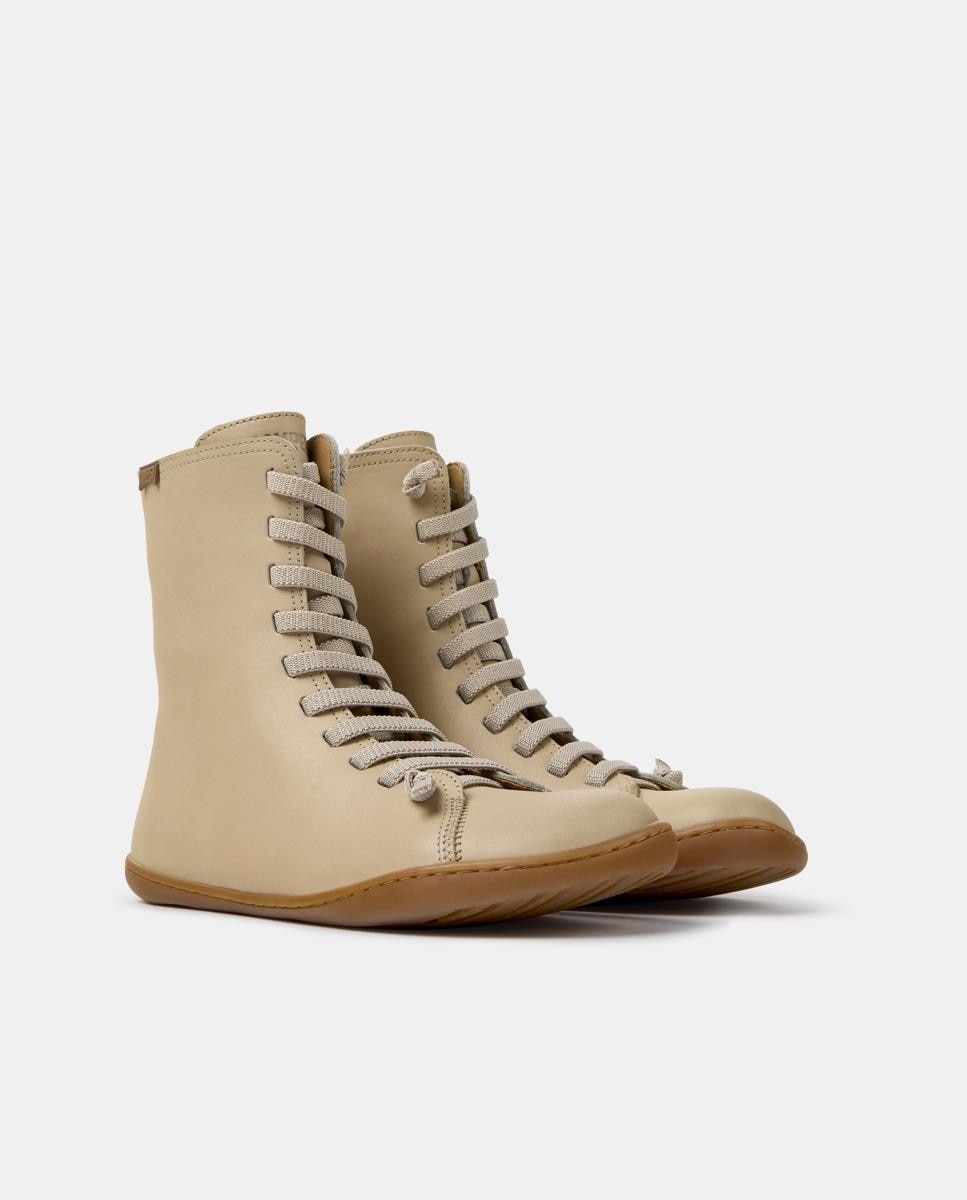 Imagen 3 de Botines de cordones de mujer de piel peu cami - Camper - Beige Beige