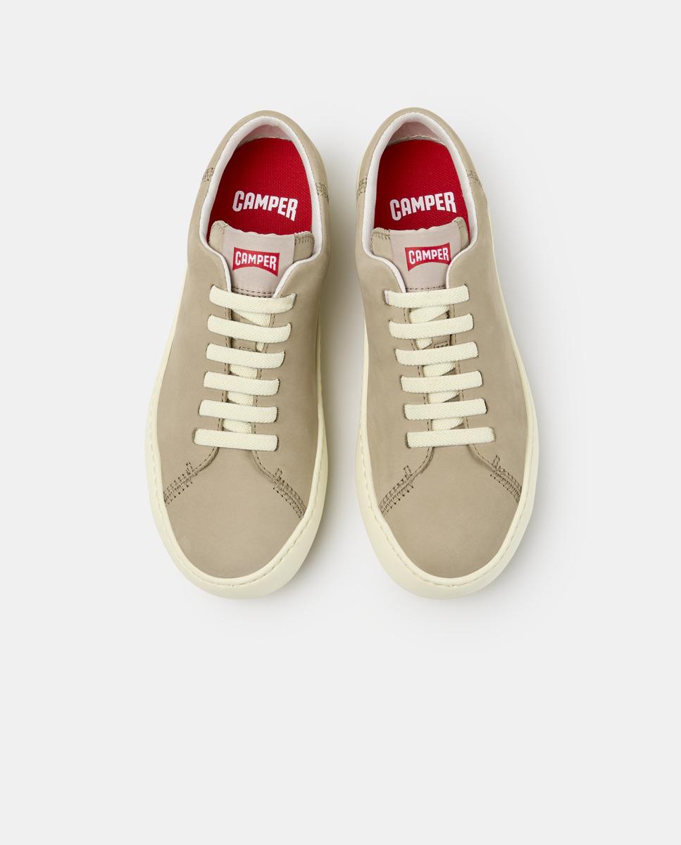 Zapatillas de piel de mujer peu touring con cordones en negro - Camper - Beige Beige-3