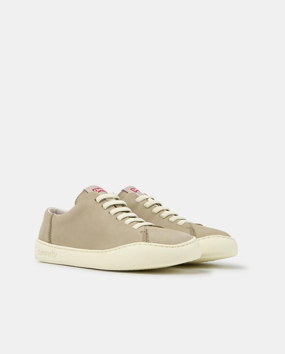 Zapatillas de piel de mujer peu touring con cordones en negro - Camper - Beige Beige-5