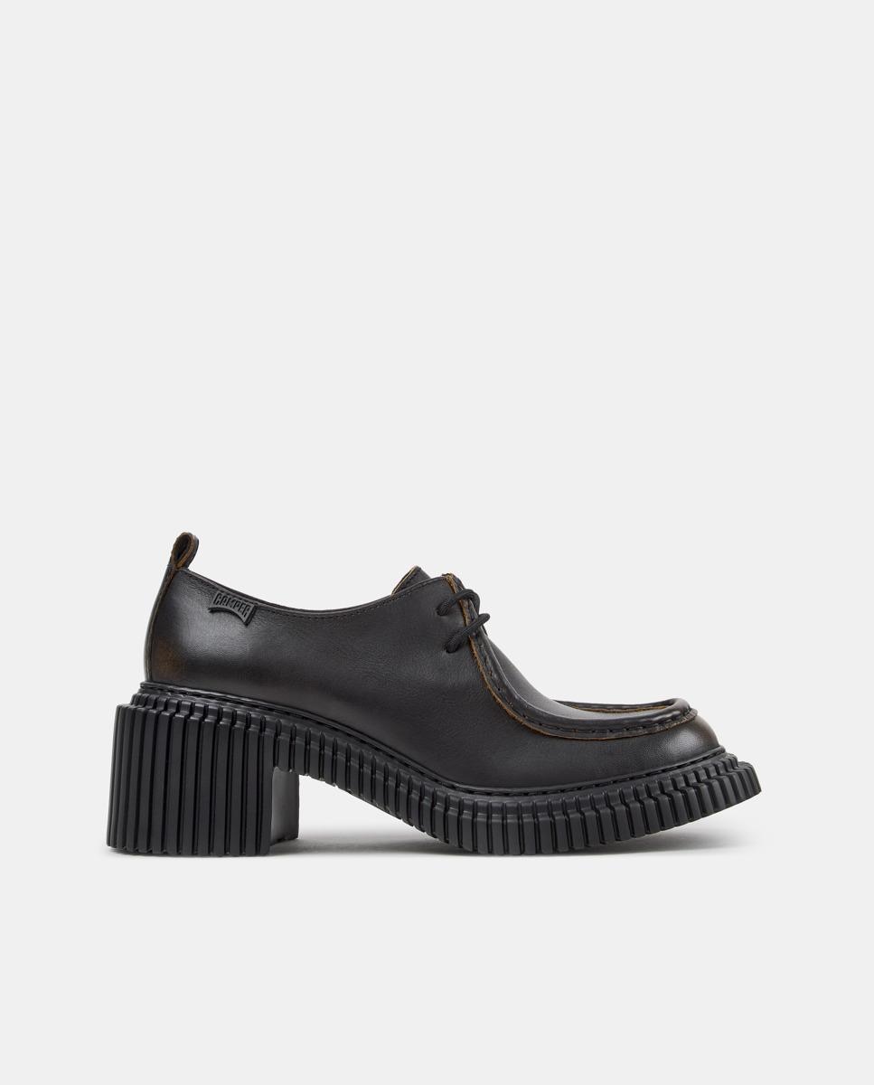 Imagen 0 de Mocasines de tacón con cordones de mujer pix london Negro