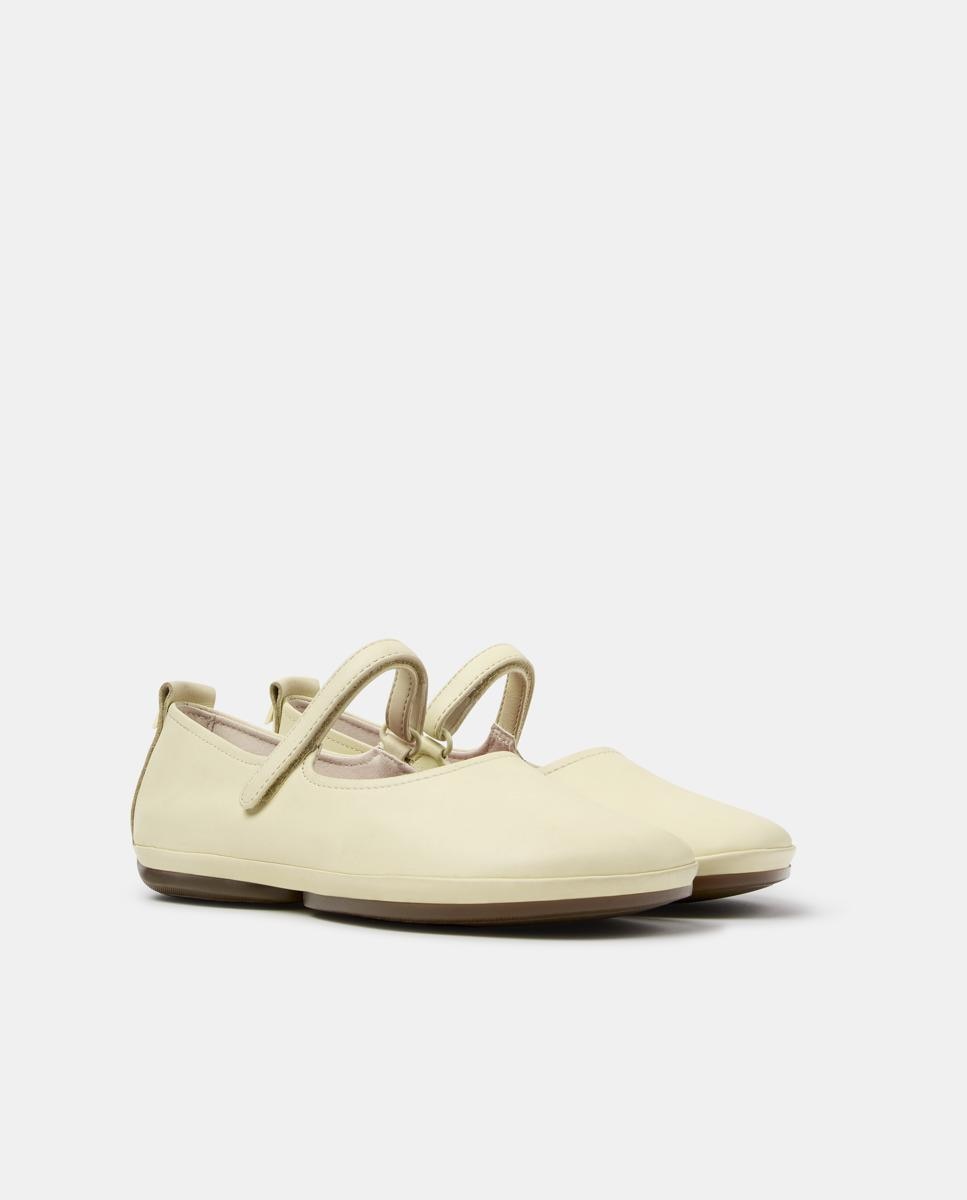 Merceditas planas de mujer right nina de piel con tira ajustable - Camper - Beige Beige-5