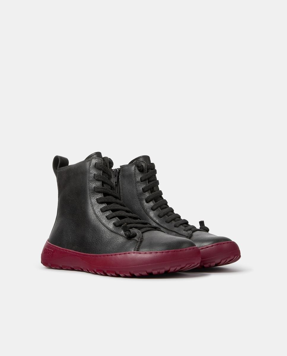 Botines de cordones de mujer de piel peu serra - Camper - Gris Gris-3