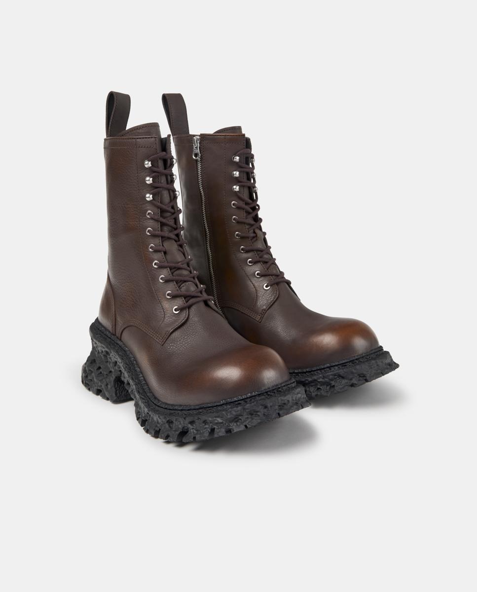Botas de cordones estilo militar terroso de piel - camperlab - Marrón Marrón-3