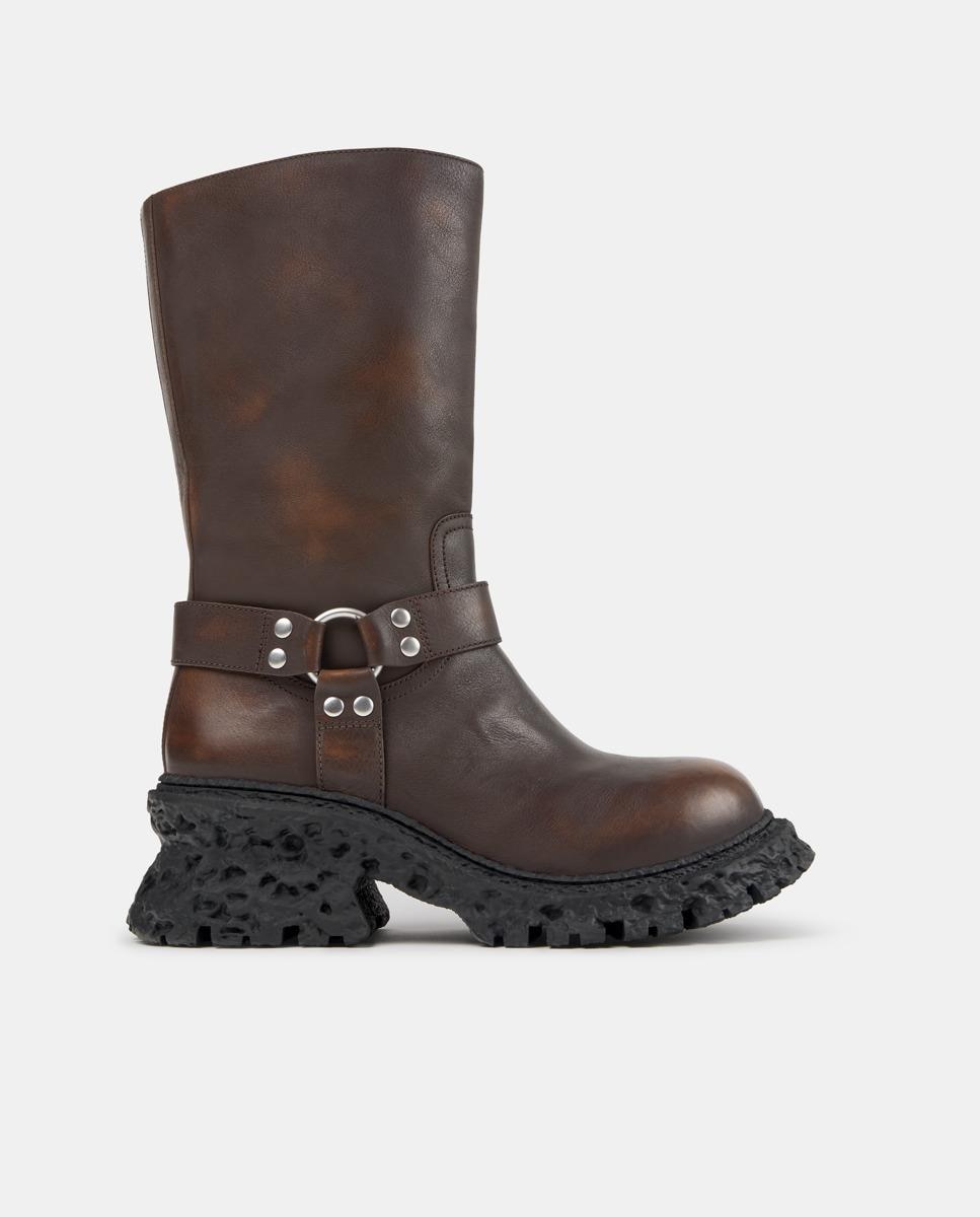 Botas biker unisex terroso de piel - camperlab - Marrón Marrón-1