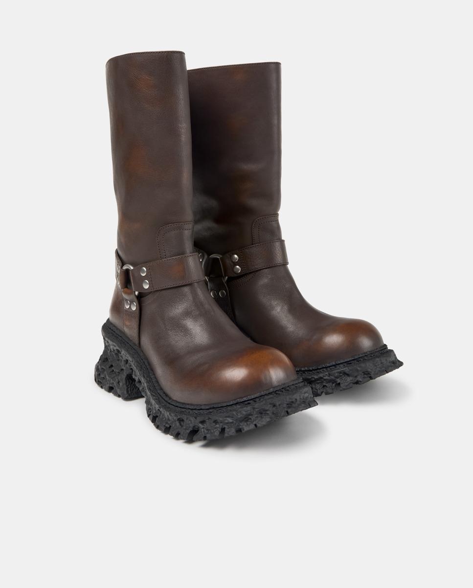 Botas biker unisex terroso de piel - camperlab - Marrón Marrón-4