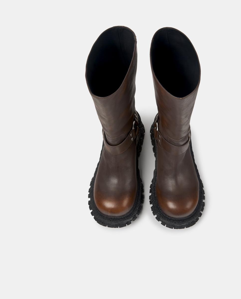 Botas biker unisex terroso de piel - camperlab - Marrón Marrón-5