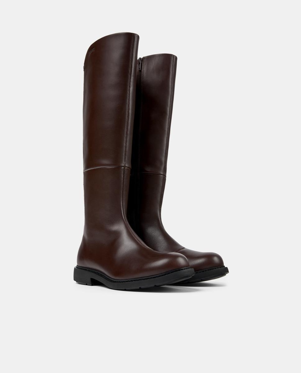 Botas de mujer neuman de piel con elástico - Camper - Marrón Marrón-2