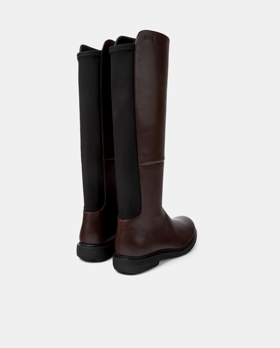 Botas de mujer neuman de piel con elástico - Camper - Marrón Marrón-4