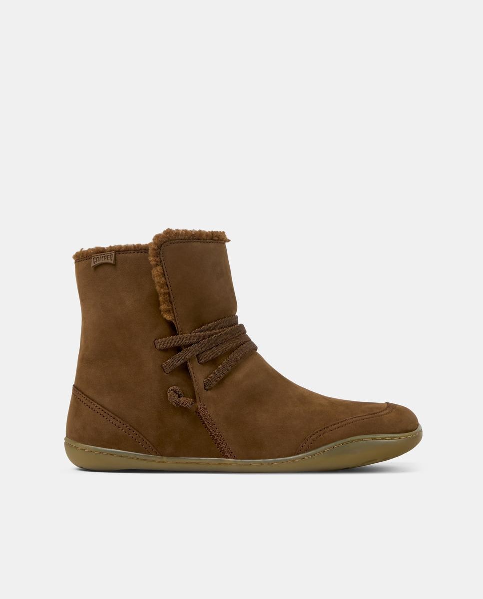 Botines de mujer peu cami de piel con cierre de cordones - Camper - Marrón Marrón-1