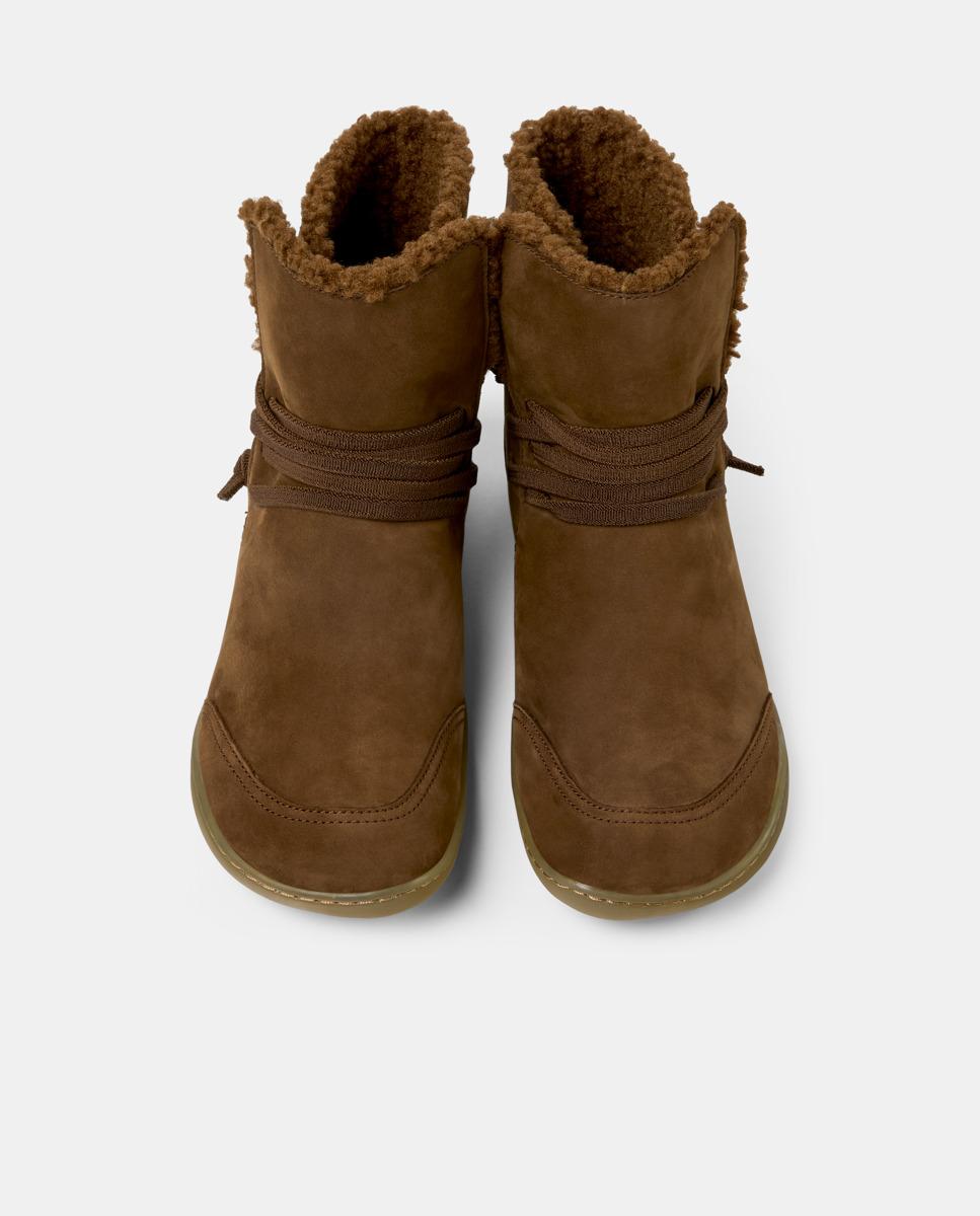 Botines de mujer peu cami de piel con cierre de cordones - Camper - Marrón Marrón-2