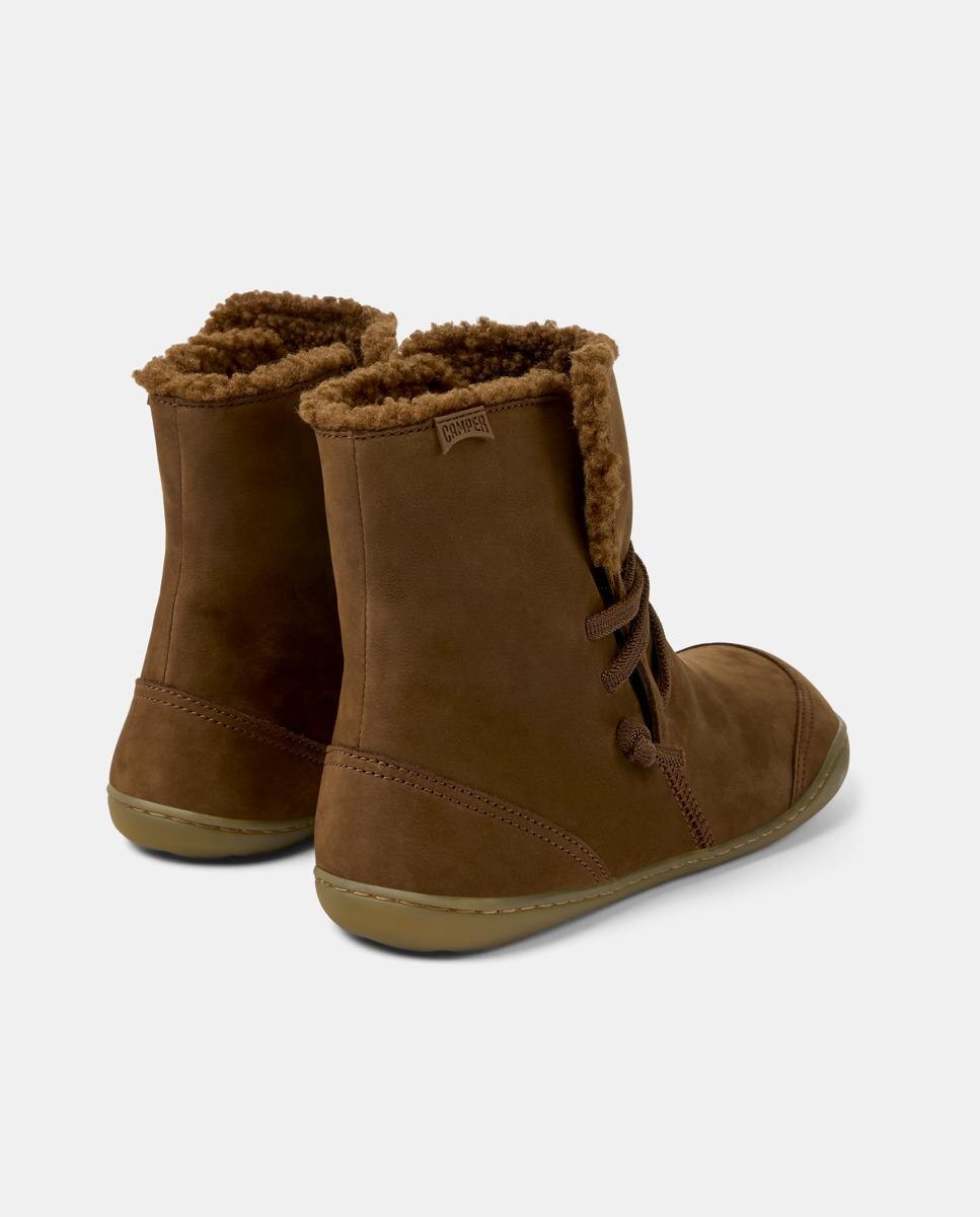 Botines de mujer peu cami de piel con cierre de cordones - Camper - Marrón Marrón-4