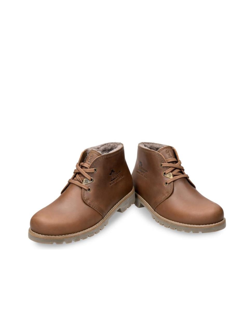 Botín de cordones en piel con forro de pelo natural - Panama Jack - Cuero Cuero-2