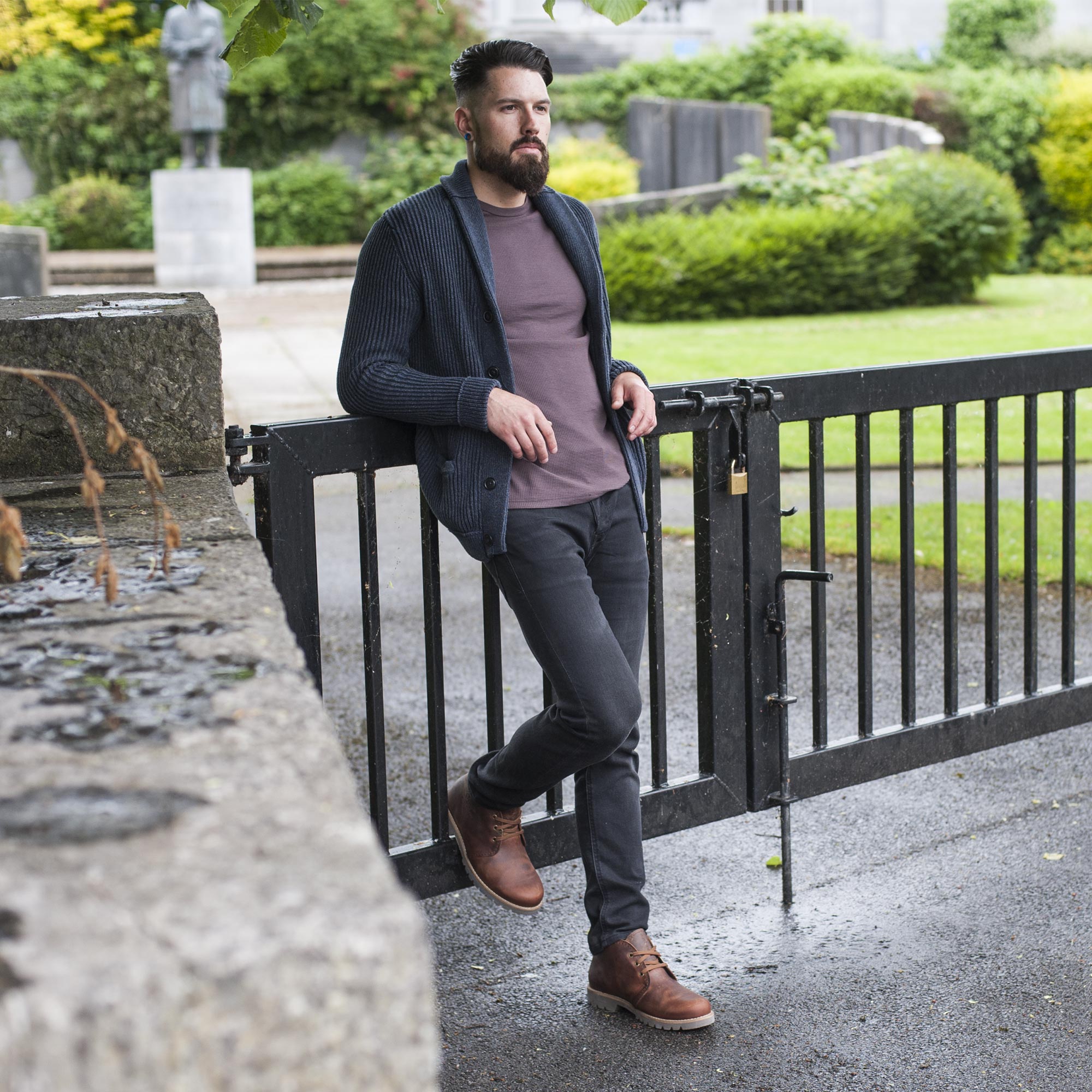 Botín de cordones en piel con forro de pelo natural - Panama Jack - Cuero Cuero-3