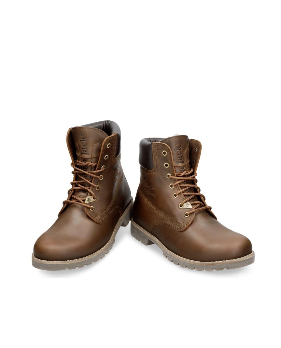 Bota de cordones en piel con forro de pelo natural - Panama Jack - Cuero Cuero-4