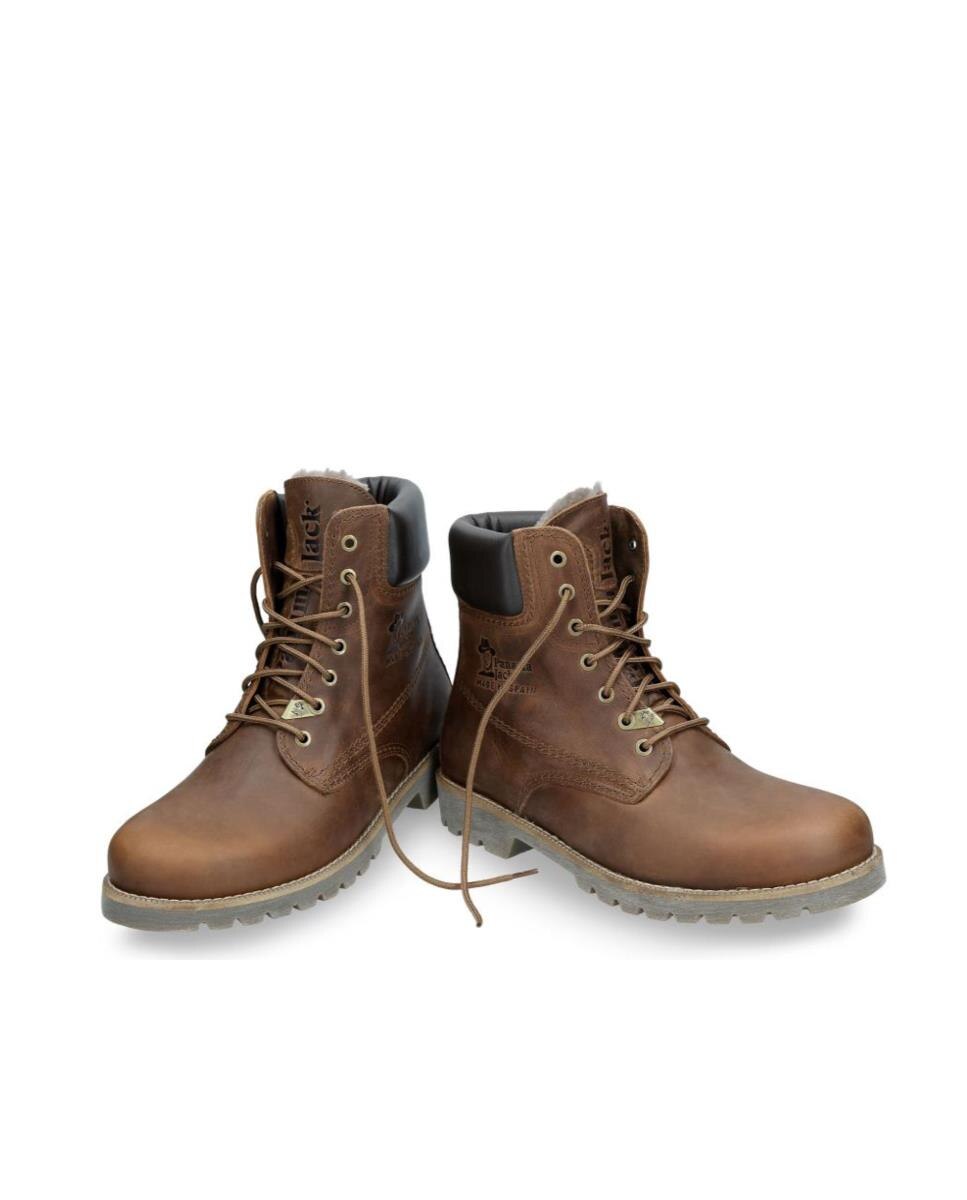 Bota de cordones en piel con forro de pelo natural - Panama Jack - Cuero Cuero-2
