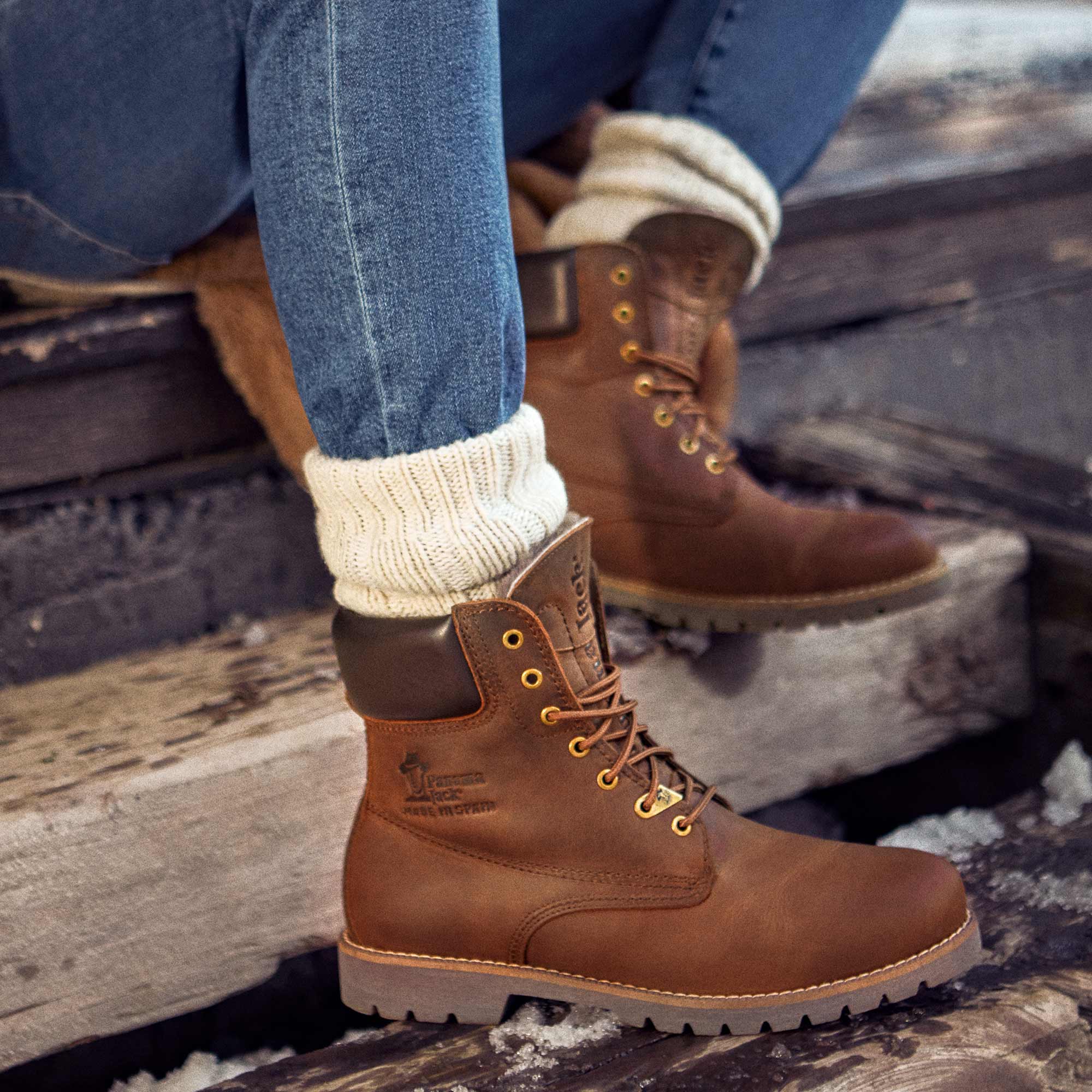 Bota de cordones en piel con forro de pelo natural - Panama Jack - Cuero Cuero-3