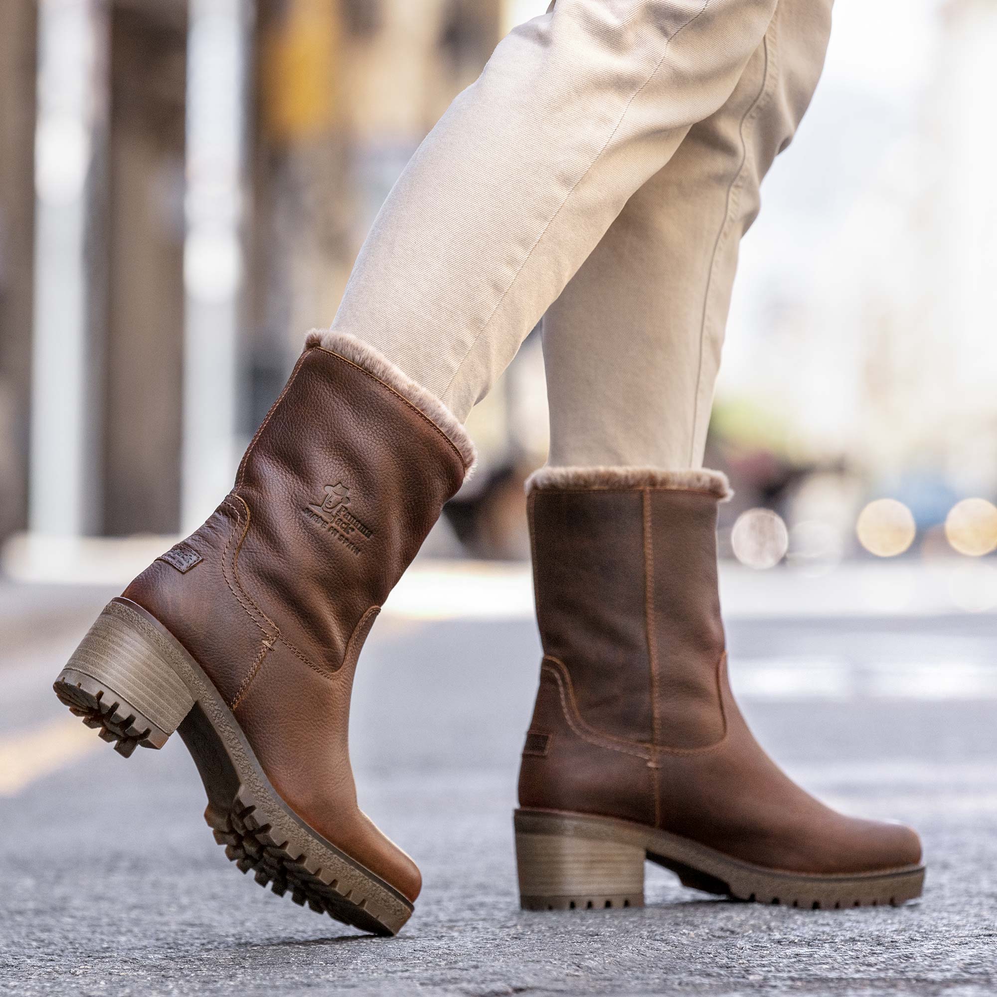 Botas en piel con forro de pelo sintético - Panama Jack - Cuero Cuero-4