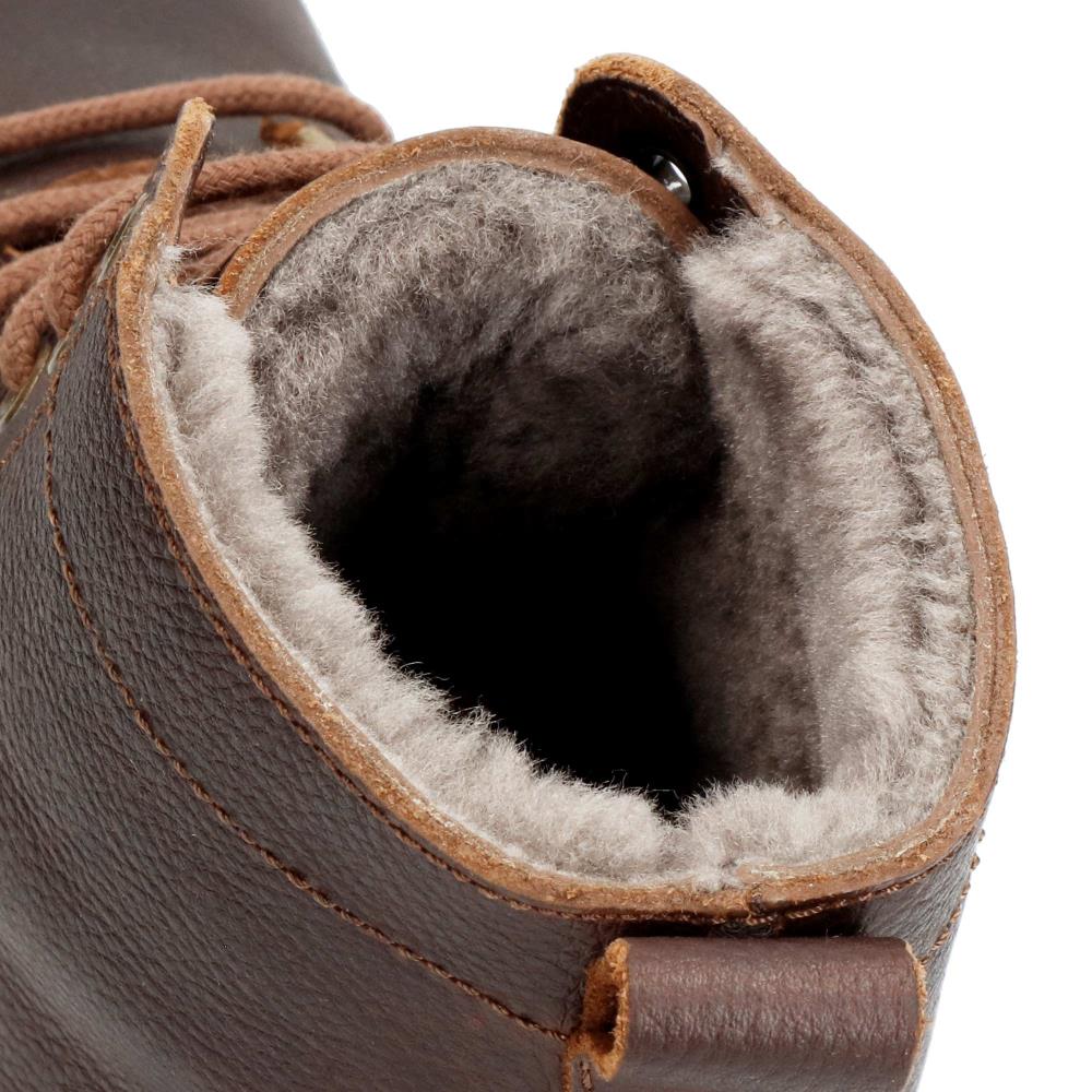 Imagen 5 de Botín de cordones en piel con forro de pelo natural - Panama Jack - Marrón Marrón
