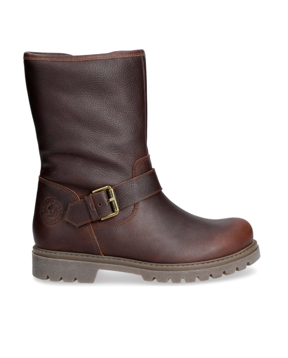 Botas biker en piel con forro de pelo sintético - Panama Jack - Marrón Marrón-1
