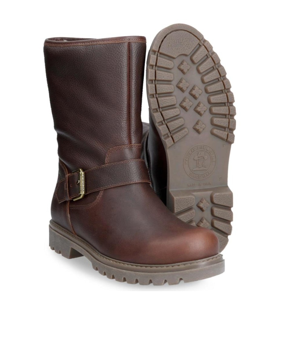Botas biker en piel con forro de pelo sintético - Panama Jack - Marrón Marrón-4
