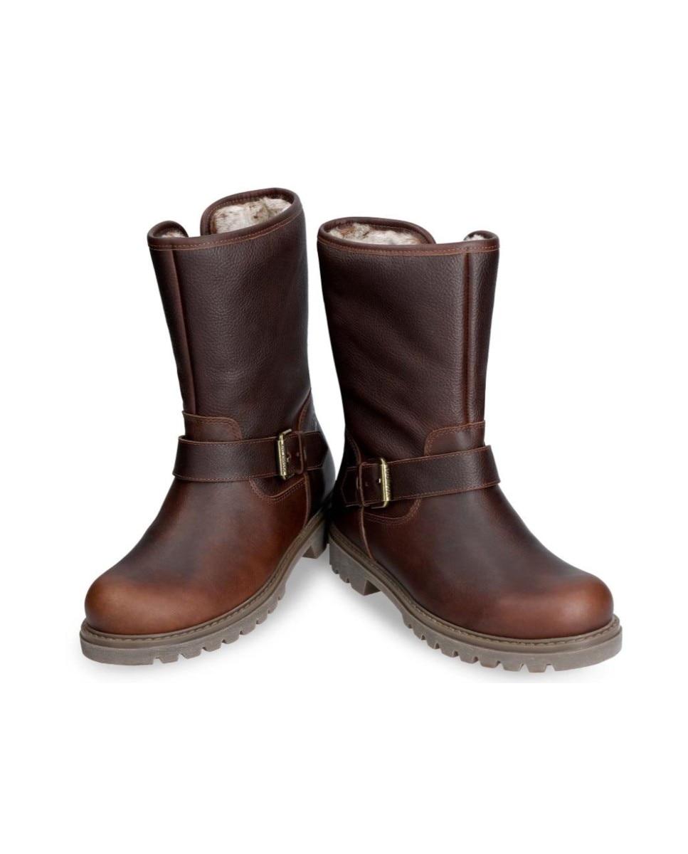 Botas biker en piel con forro de pelo sintético - Panama Jack - Marrón Marrón-3