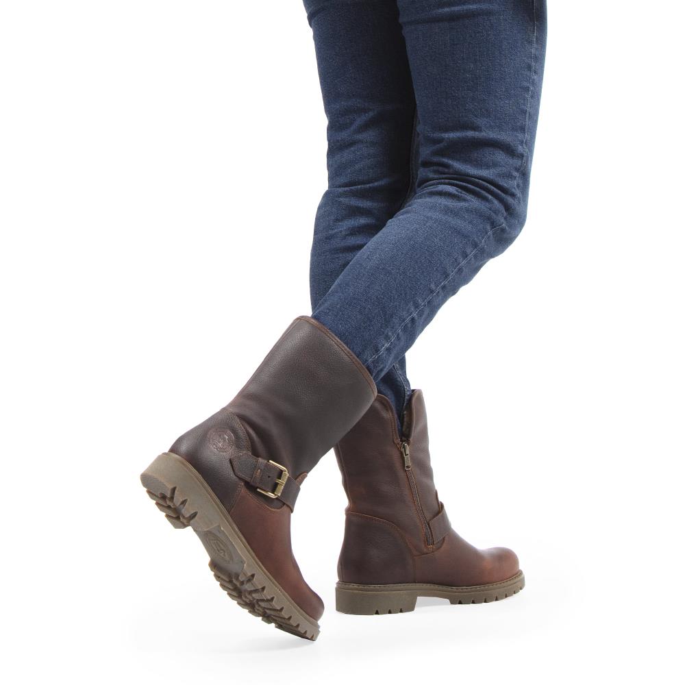 Botas biker en piel con forro de pelo sintético - Panama Jack - Marrón Marrón-2