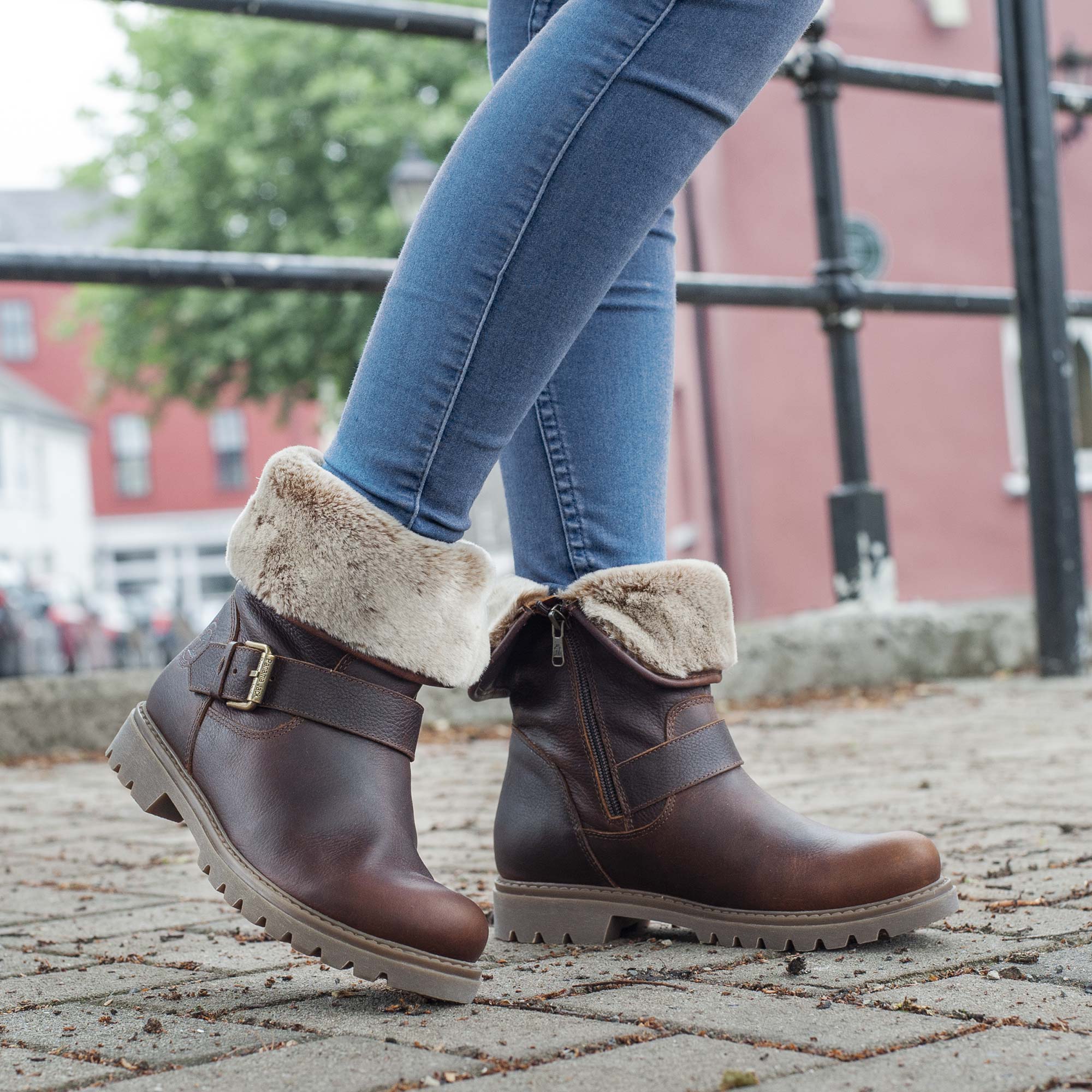 Botas biker en piel con forro de pelo sintético - Panama Jack - Marrón Marrón-6