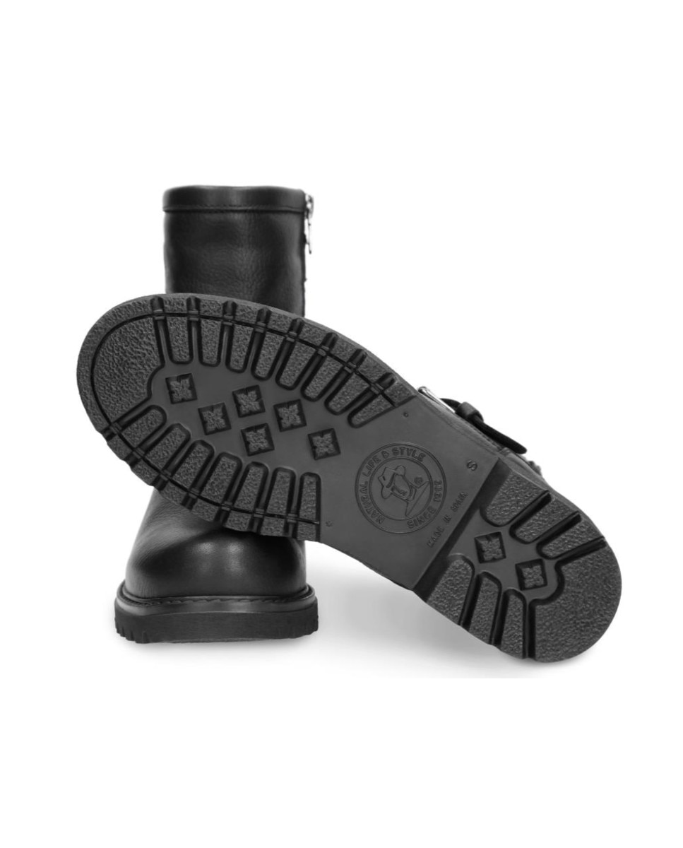 Botas biker en piel con forro de pelo natural - Panama Jack - Negro Negro-5