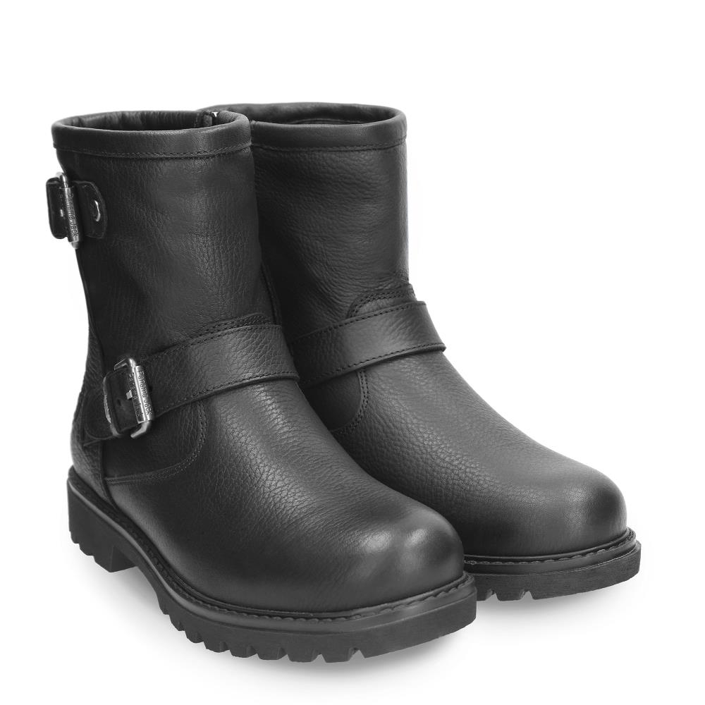 Botas biker en piel con forro de pelo natural - Panama Jack - Negro Negro-7