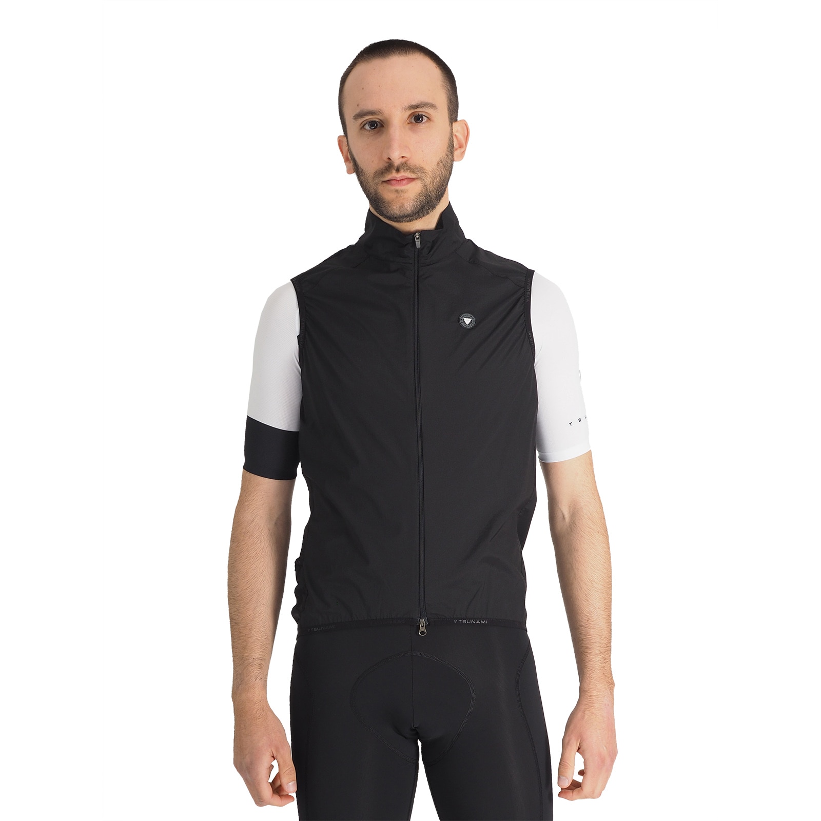 Imagen 0 de Chaleco cortavientos de ciclismo de hombre Angello Tsunami Negro