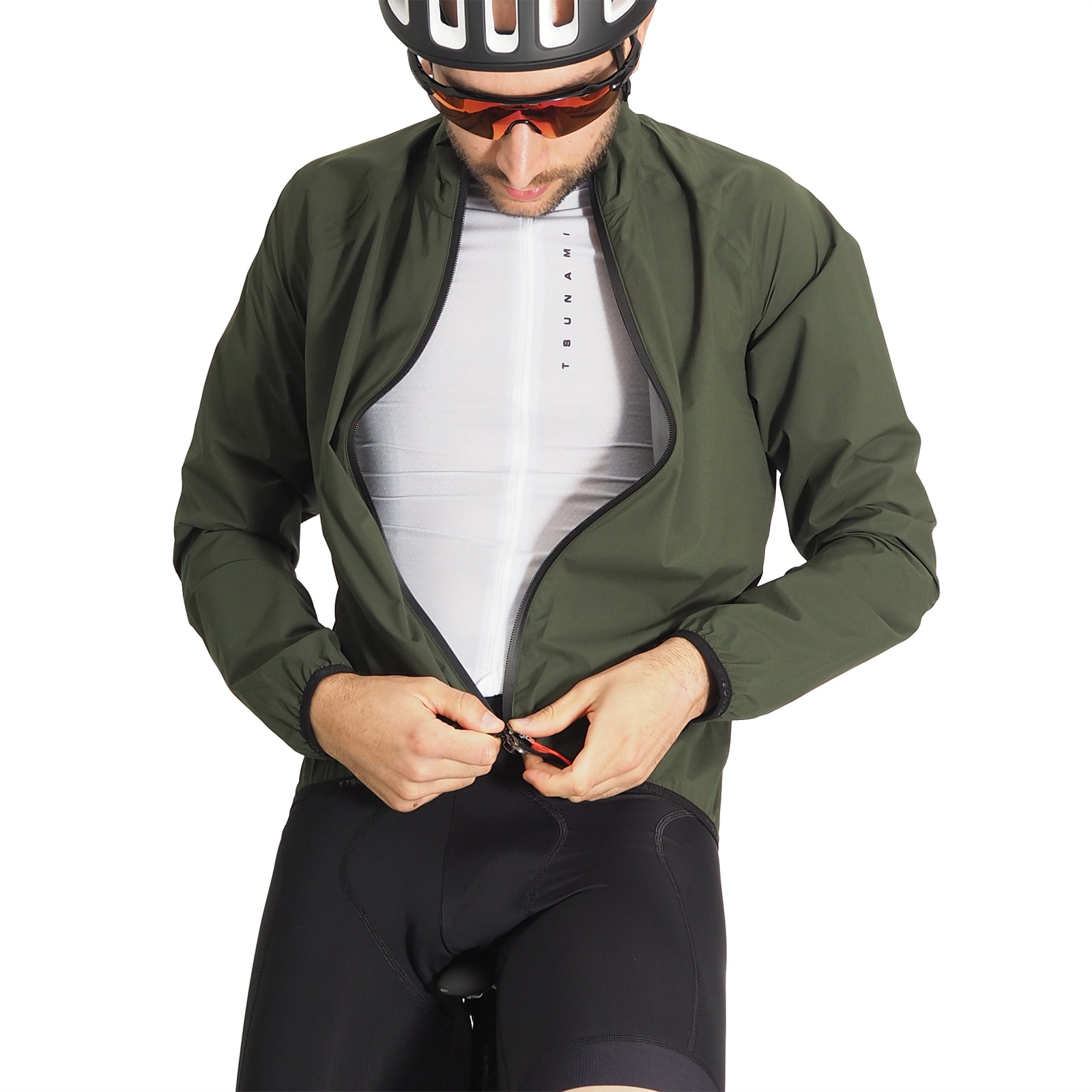 Imagen 5 de Chubasquero de ciclismo de hombre Pandera de Tsunami - Verde oscuro Verde oscuro
