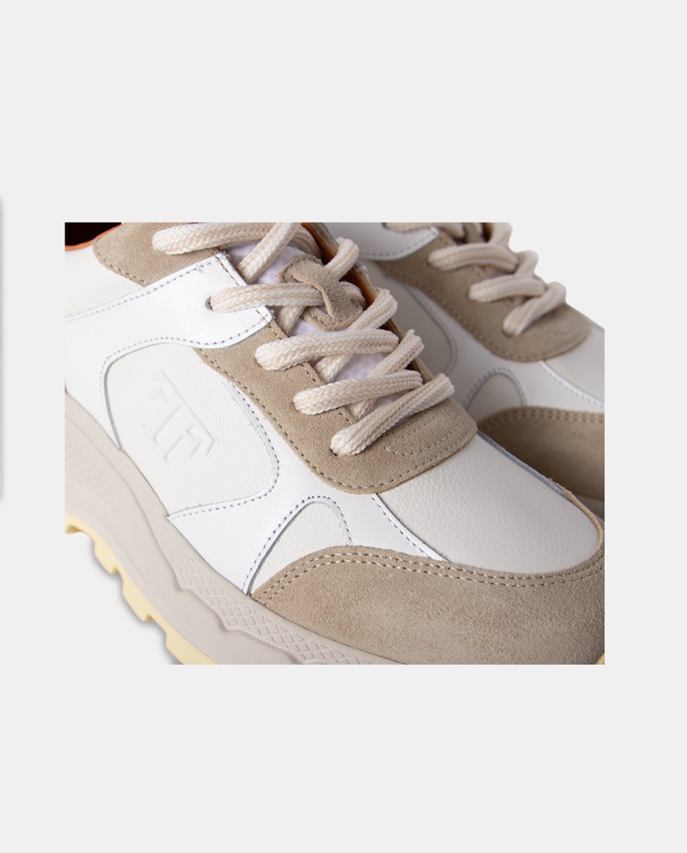 Zapatillas de piel de mujer arena - Farrutx - Beige Beige-2