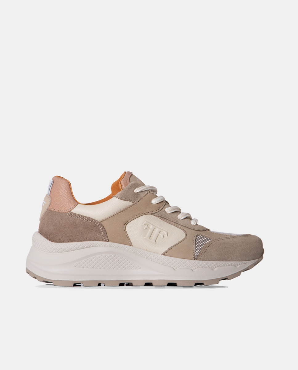 Farrutx - Zapatillas de piel de mujer taupe.