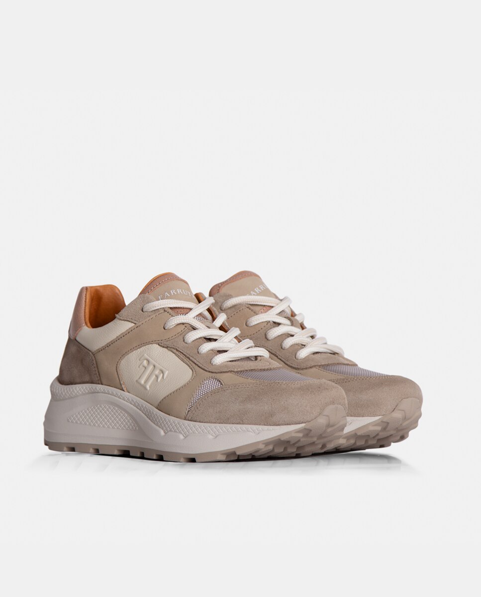 Zapatillas de piel de mujer taupe - Farrutx - Marrón Marrón-3