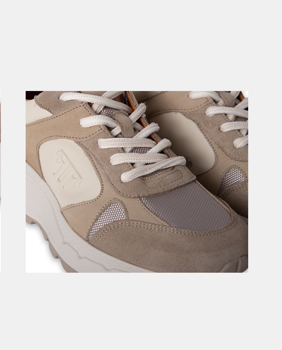 Zapatillas de piel de mujer taupe - Farrutx - Marrón Marrón-2