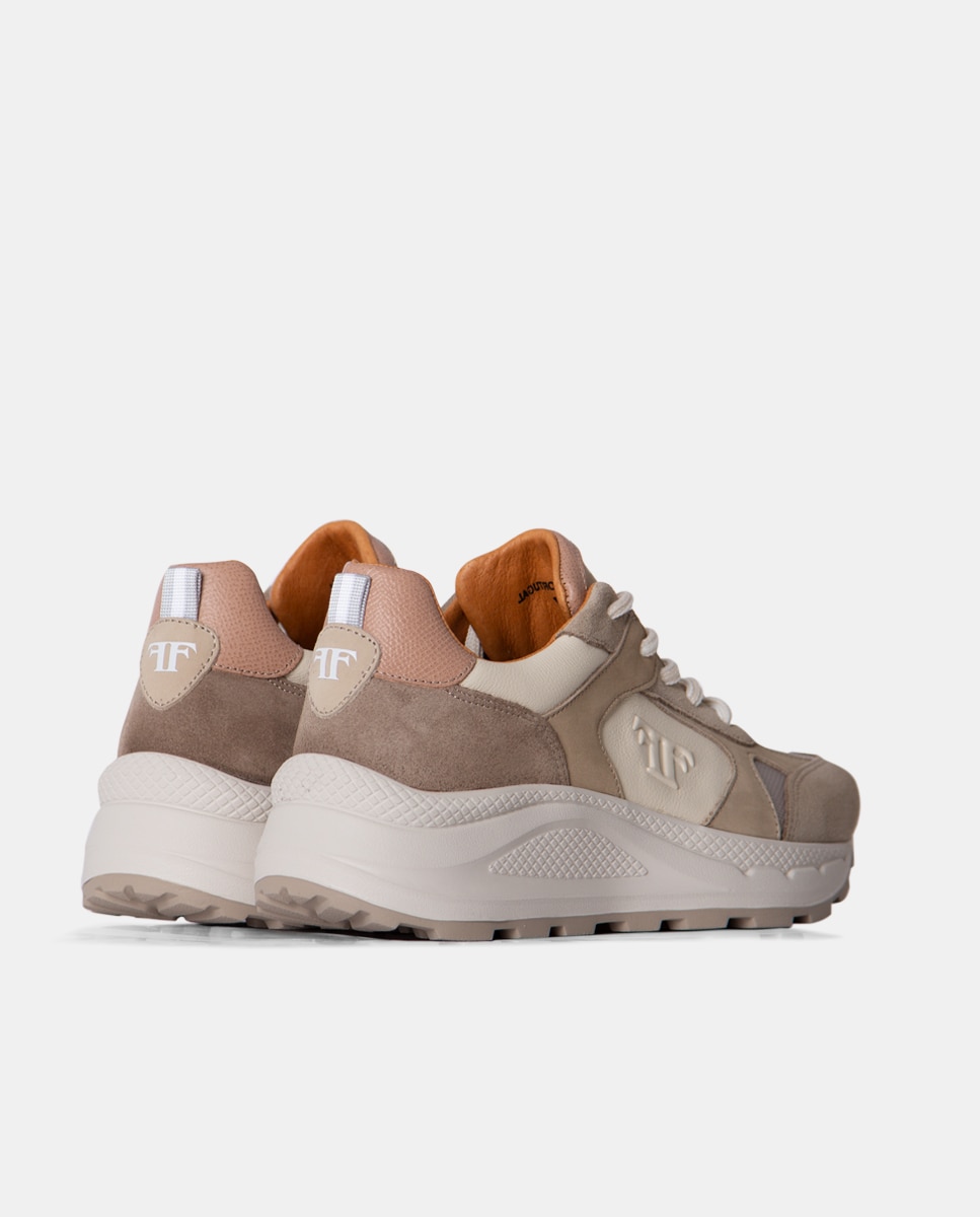 Zapatillas de piel de mujer taupe - Farrutx - Marrón Marrón-4