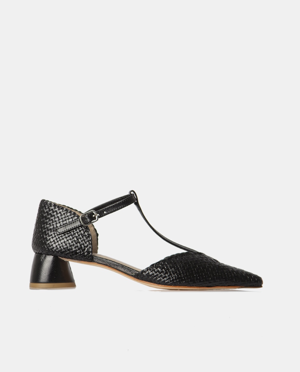 Zapatos de salón de mujer confeccionados en napa trenzado - Farrutx - Negro Negro-1