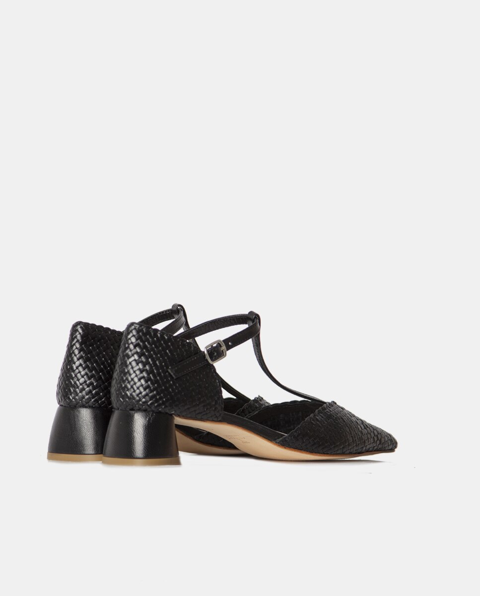 Zapatos de salón de mujer confeccionados en napa trenzado - Farrutx - Negro Negro-4