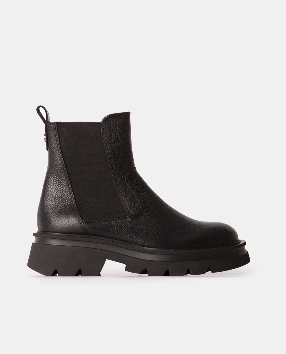 Botines chelsea de mujer de velour con suela track - Farrutx - Negro Negro-1
